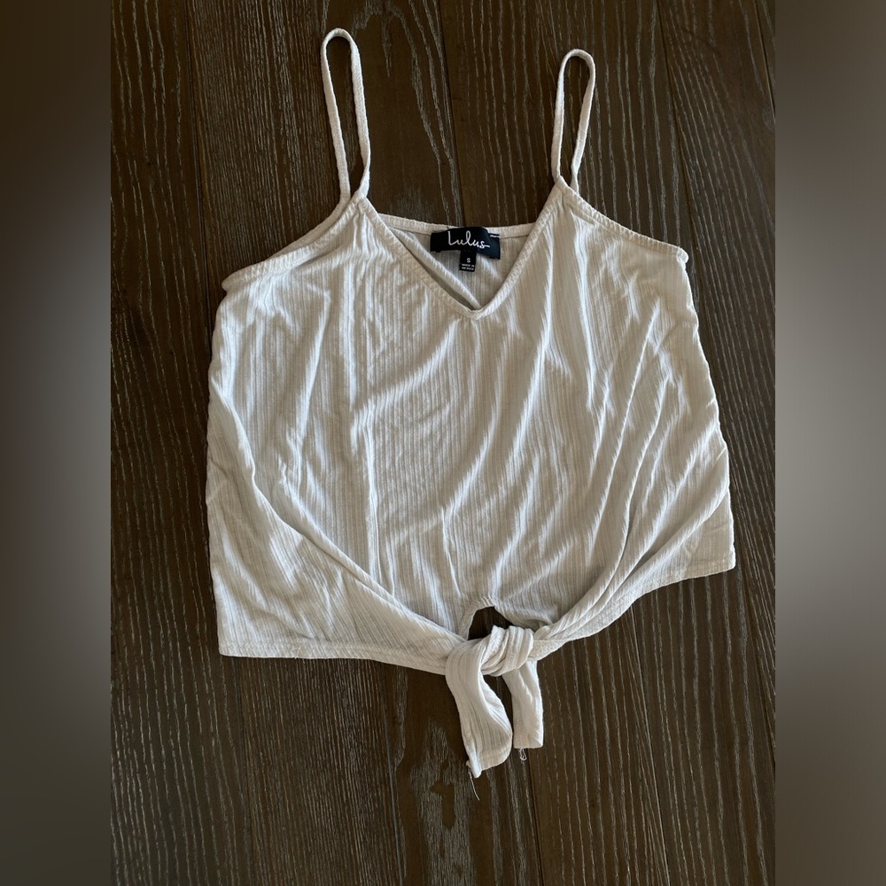 Lulus tie front ribbed tank top